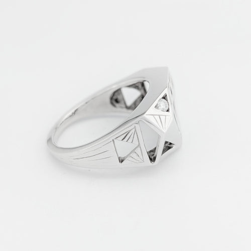 Bague 63.5 Flavparis x Le Diamantaire Chic and Bling - Bague chevalière en or blanc 18 carats 58 Facettes 32227