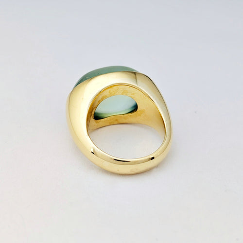 Bague 53 Bague en or jaune 18 carats avec cabochon vert d’eau 58 Facettes 32231