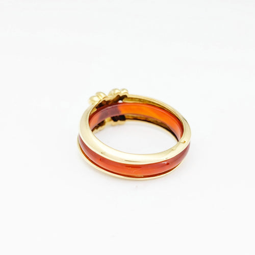 Bague 55 Sylvie Lambert - Bague modulable en or jaune 18 carats et résine multicolore 58 Facettes 32270