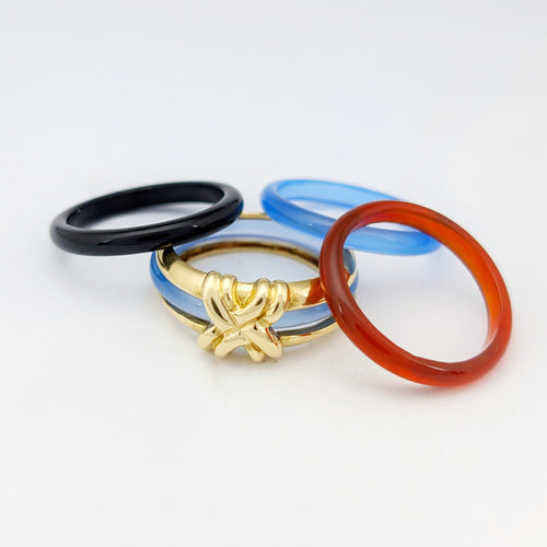 Bague 55 Sylvie Lambert - Bague modulable en or jaune 18 carats et résine multicolore 58 Facettes 32270