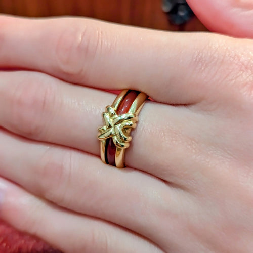 Bague 55 Sylvie Lambert - Bague modulable en or jaune 18 carats et résine multicolore 58 Facettes 32270