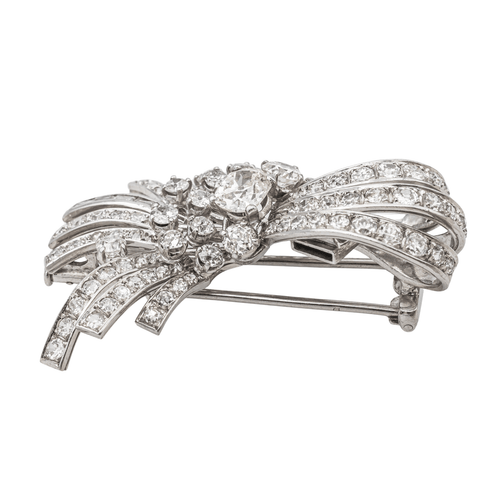 Pendentif Pendentif broche en or blanc 18 carats et platine avec diamants 58 Facettes 3227160CN