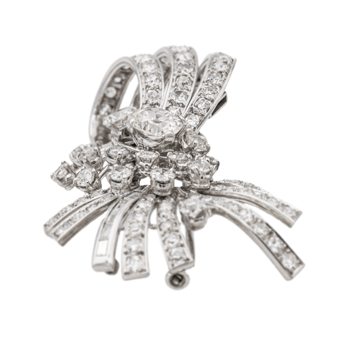 Pendentif Pendentif broche en or blanc 18 carats et platine avec diamants 58 Facettes 3227160CN