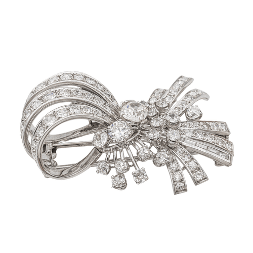 Pendentif Pendentif broche en or blanc 18 carats et platine avec diamants 58 Facettes 3227160CN
