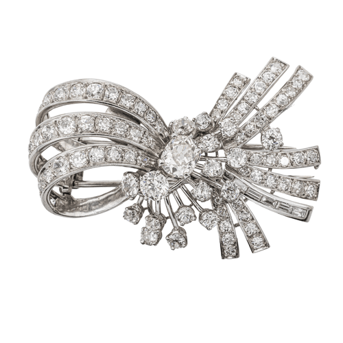 Pendentif Pendentif broche en or blanc 18 carats et platine avec diamants 58 Facettes 3227160CN