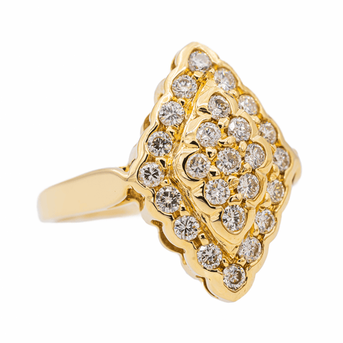 Bague 55 Bague marquise pavée de diamants en or jaune 18 carats 58 Facettes 3227869CN
