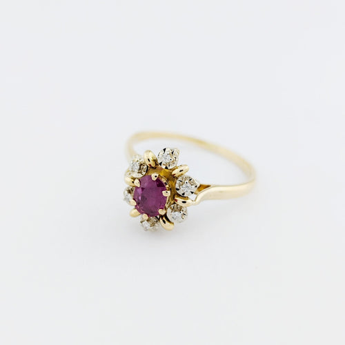 Bague 54 Bague Marguerite en or jaune 18 carats, diamants et rubis 58 Facettes 32293