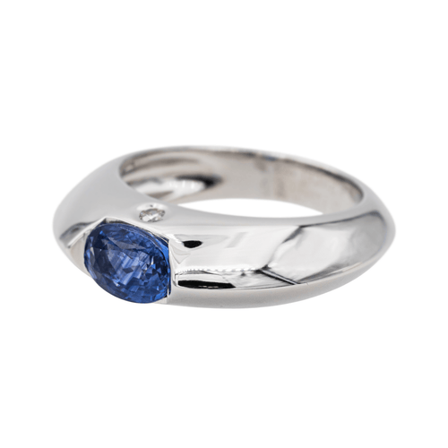 Bague 51 Piaget - Bague en or blanc avec saphir ovale et diamant 58 Facettes 3230367CN