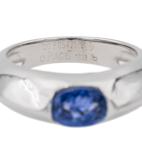 Bague 51 Piaget - Bague en or blanc avec saphir ovale et diamant 58 Facettes 3230367CN