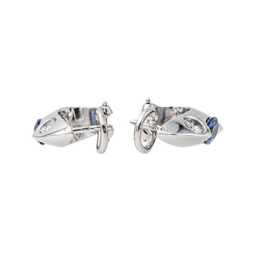 Boucles d'oreilles Piaget - Boucles d’oreilles en or blanc avec saphirs et diamants 58 Facettes 3230379CN
