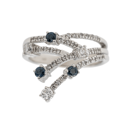 Bague 55 Bague en or blanc 18 carats pavée de saphirs et diamants 58 Facettes 3230381CN