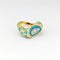 Bague 52 Bague en or jaune 18 carats avec diamants et émail turquoise 58 Facettes 32397