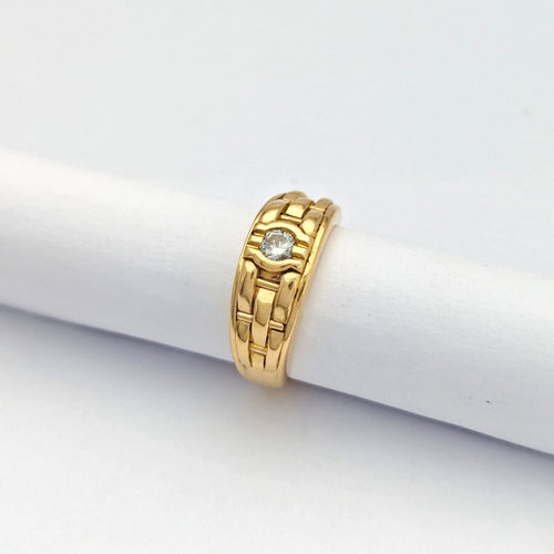 Bague 53 Bague bandeau en or jaune 18 carats avec diamant 0,10 ct 58 Facettes 32399