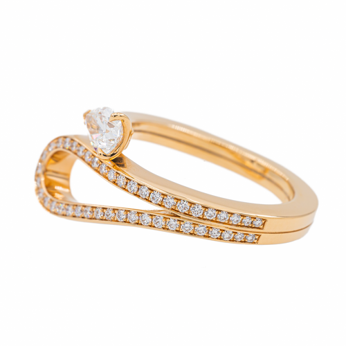 Bague 51 Repossi Serti inversé - Bague en or rose avec diamants 58 Facettes 3242300CN