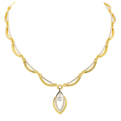 Collier Collier solitaire en or jaune et or blanc 18 carats avec diamant 58 Facettes 3243858CN