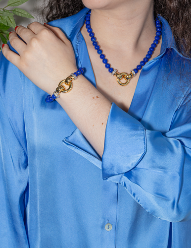 Bracelet Bracelet en or jaune et blanc 18 carats, lapis-lazuli et diamants 58 Facettes 3243859CN