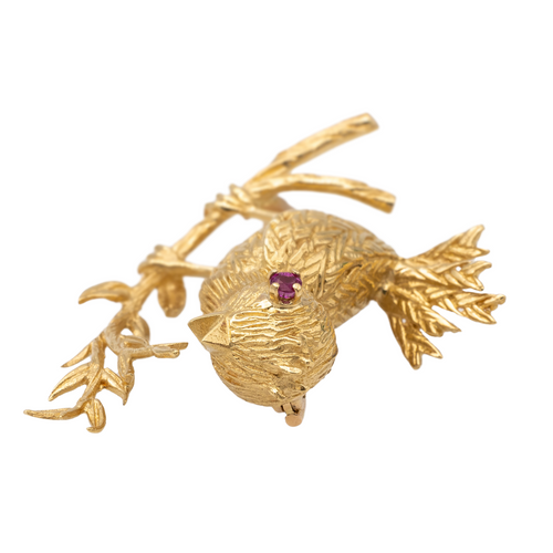 Broche Boucheron - Broche oiseau en or jaune et rubis 58 Facettes 3246212CN