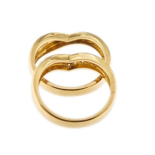 Bague 55 Bague à double V en or jaune 18 ct et diamants 58 Facettes 32483