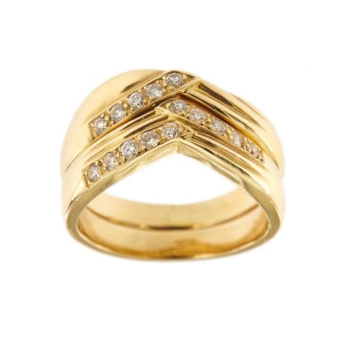 Bague 55 Bague à double V en or jaune 18 ct et diamants 58 Facettes 32483