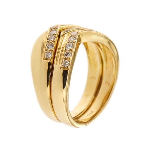 Bague 55 Bague à double V en or jaune 18 ct et diamants 58 Facettes 32483