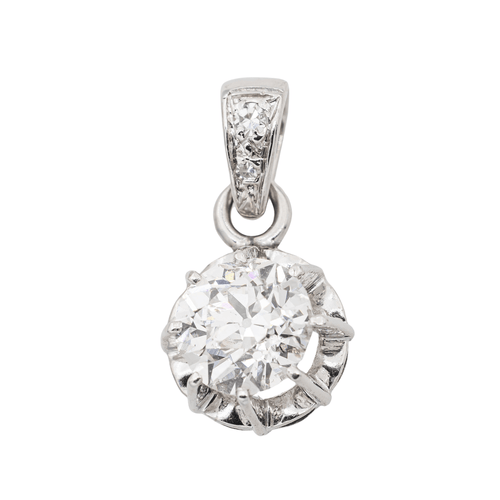 Pendentif Pendentif solitaire en or blanc 18 carats et diamants 58 Facettes 3249820CN