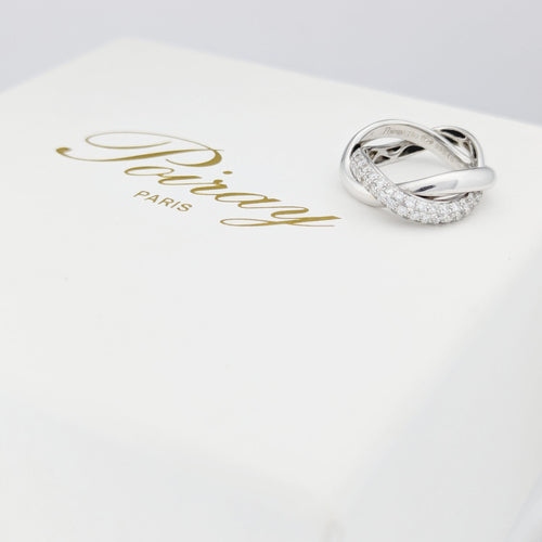 Bague 48 Poiray Tresse - Bague en or blanc 18 carats et diamants 58 Facettes 32675