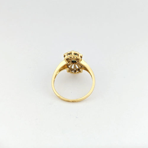 Bague 53 Bague en or jaune 18 carats et émeraude, 2 diamants 58 Facettes 32693