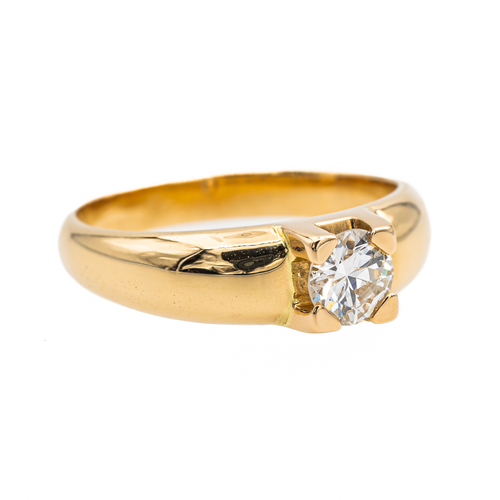 Bague 55 Bague solitaire en or jaune 18 carats et diamant taille brillant 58 Facettes 3288741CN