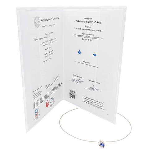 Collier Collier en or blanc 18 carats avec saphir et diamants 58 Facettes 3290287CN