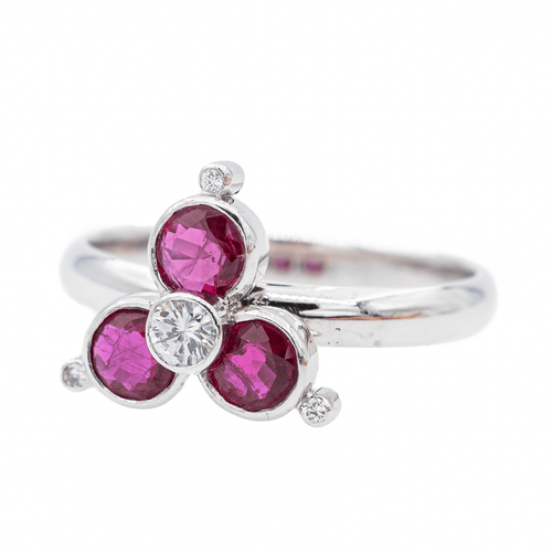 Bague 59 Bague en or blanc 18 carats avec diamant et rubis 58 Facettes 3290288CN