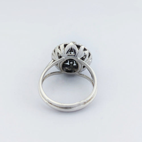 Bague 55 Bague double halo en or blanc 18 carats et diamants 58 Facettes 32932