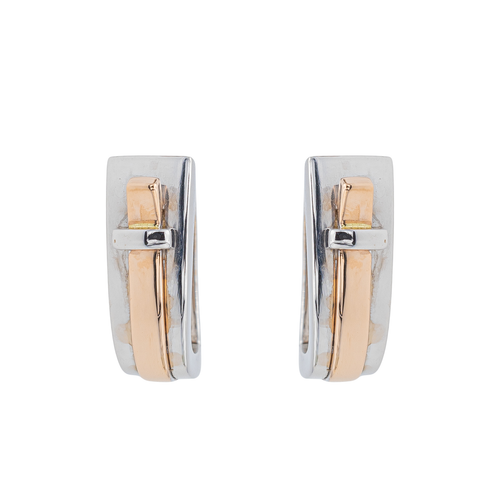 Boucles d'oreilles Guy Laroche - Boucles d’oreilles dormeuses bicolores en or blanc et or rose 58 Facettes 3298906CN
