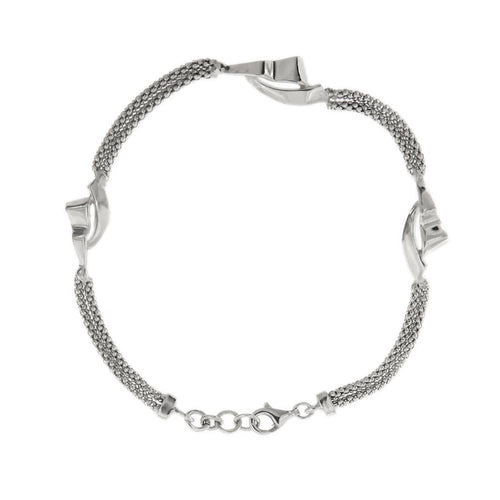Bracelet Adoro - Bracelet double maille pop-corn en or blanc 18 kt 58 Facettes 33127