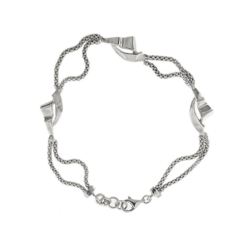 Bracelet Adoro - Bracelet double maille pop-corn en or blanc 18 kt 58 Facettes 33127