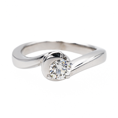 Bague 52 Bague solitaire en or blanc 18 carats avec diamant brillant 0,45 ct 58 Facettes 3319594CN