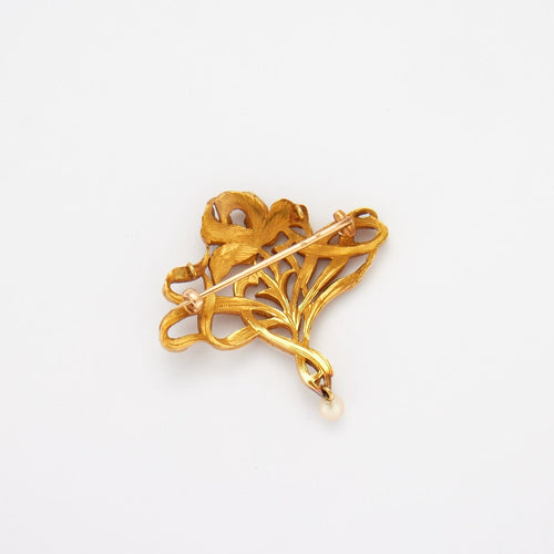 Broche Broche Art Nouveau Or jaune Perle 58 Facettes DV0143-1