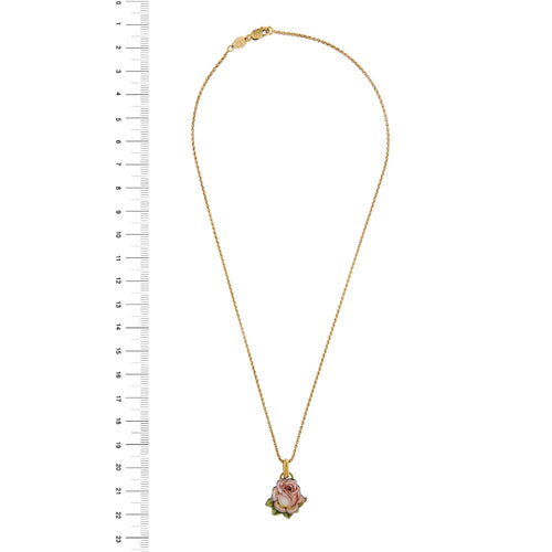 Collier Gabriella Rivalta - Collier en or jaune 18 ct avec rose émaillée 58 Facettes 33328