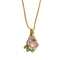 Collier Gabriella Rivalta - Collier en or jaune 18 ct avec rose émaillée 58 Facettes 33328