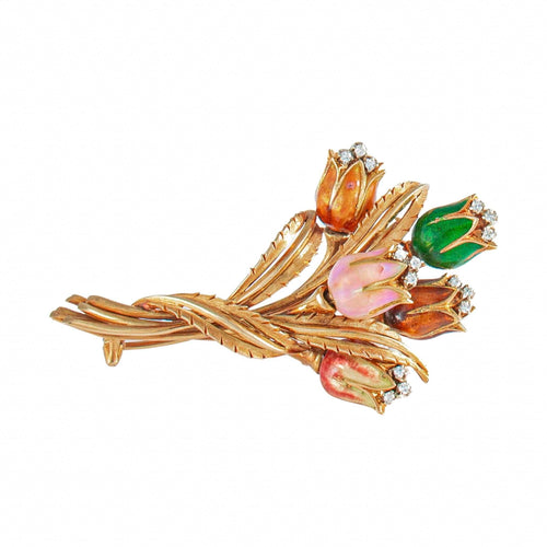 Broche Broche en Or Jaune,  Diamants et Email 58 Facettes DV0032-28