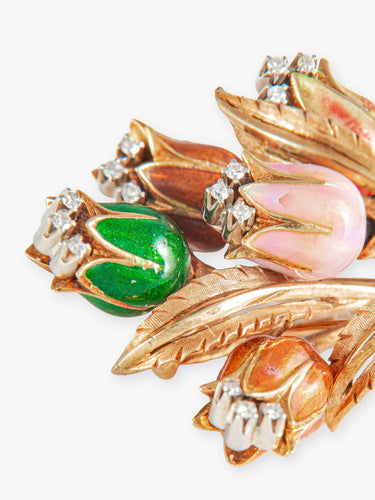 Broche Broche en Or Jaune,  Diamants et Email 58 Facettes DV0032-28