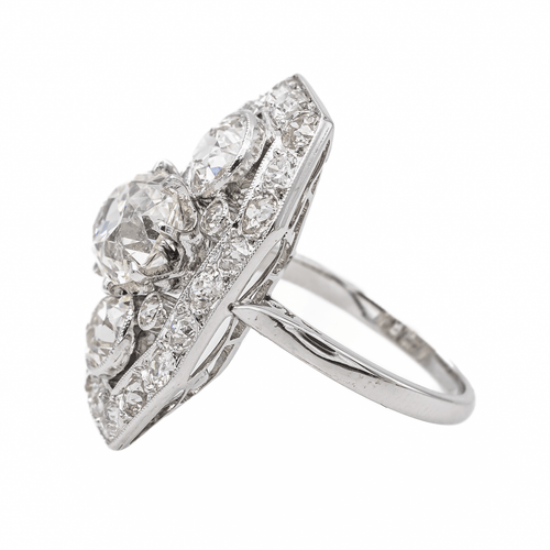 Bague 46 Bague Art déco en or blanc 18 carats, platine et diamants 58 Facettes 3358945CN