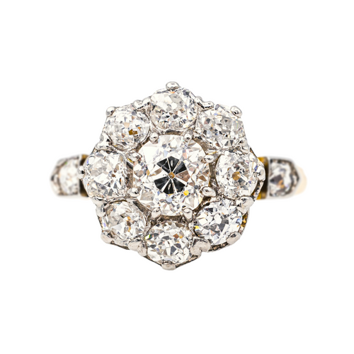 Bague 55 Bague marguerite en or jaune et platine sertie de diamants 58 Facettes 3358946CN