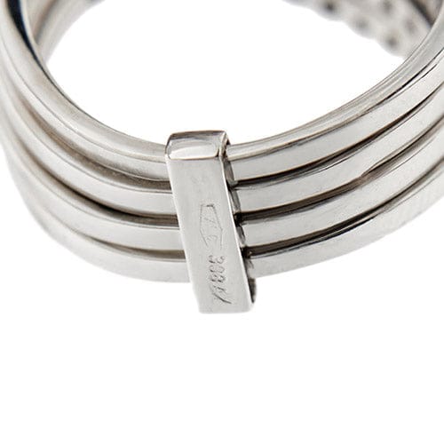 Bague Bague Riviera ondulée en or blanc 18 ct avec diamants, rubis, saphirs et émeraudes 58 Facettes 33645