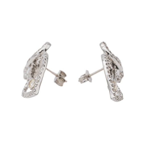 Boucles d'oreilles Boucles d’oreilles feuille en or blanc 18 carats et diamants 58 Facettes 3367695CN
