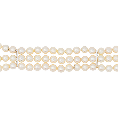 Bracelet Bracelet trois rangs de perles de culture en or blanc 18 carats, saphirs 58 Facettes 3376723CN