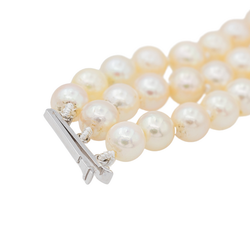 Bracelet Bracelet trois rangs de perles de culture en or blanc 18 carats, saphirs 58 Facettes 3376723CN