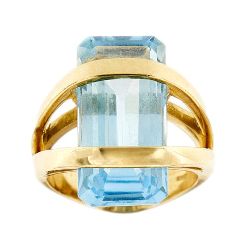 Bague Bague en or jaune 18 carats avec topaze rectangulaire 12 ct 58 Facettes 33849