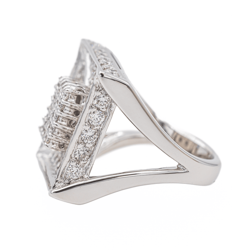 Bague 51.5 Bague pavée en or blanc 18 carats et diamants 58 Facettes 3389097CN