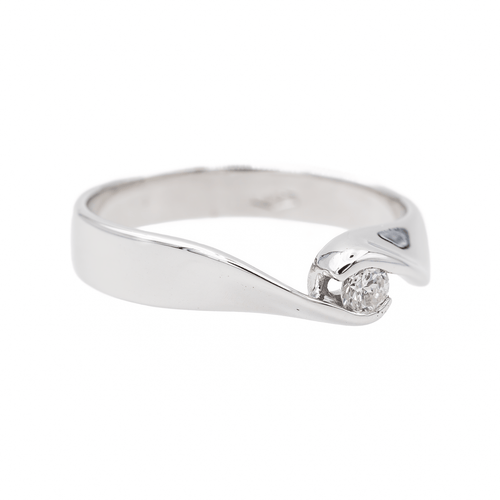 Bague 52 Bague solitaire en or blanc 18 carats avec diamant 58 Facettes 3389103CN