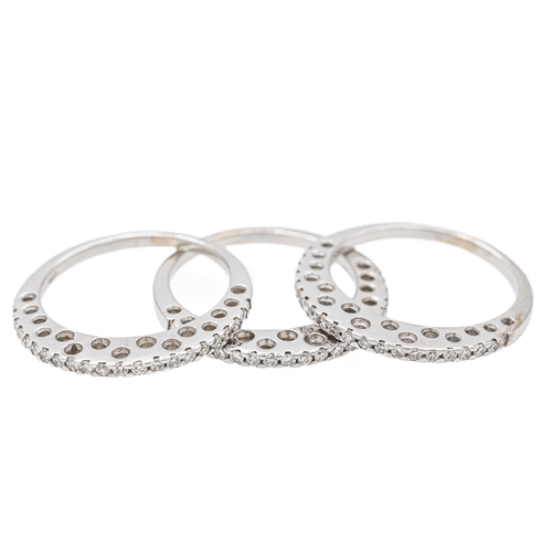 Bague 51 Lot de 3 bagues en or blanc 18 carats serties de diamants 58 Facettes 3389104CN